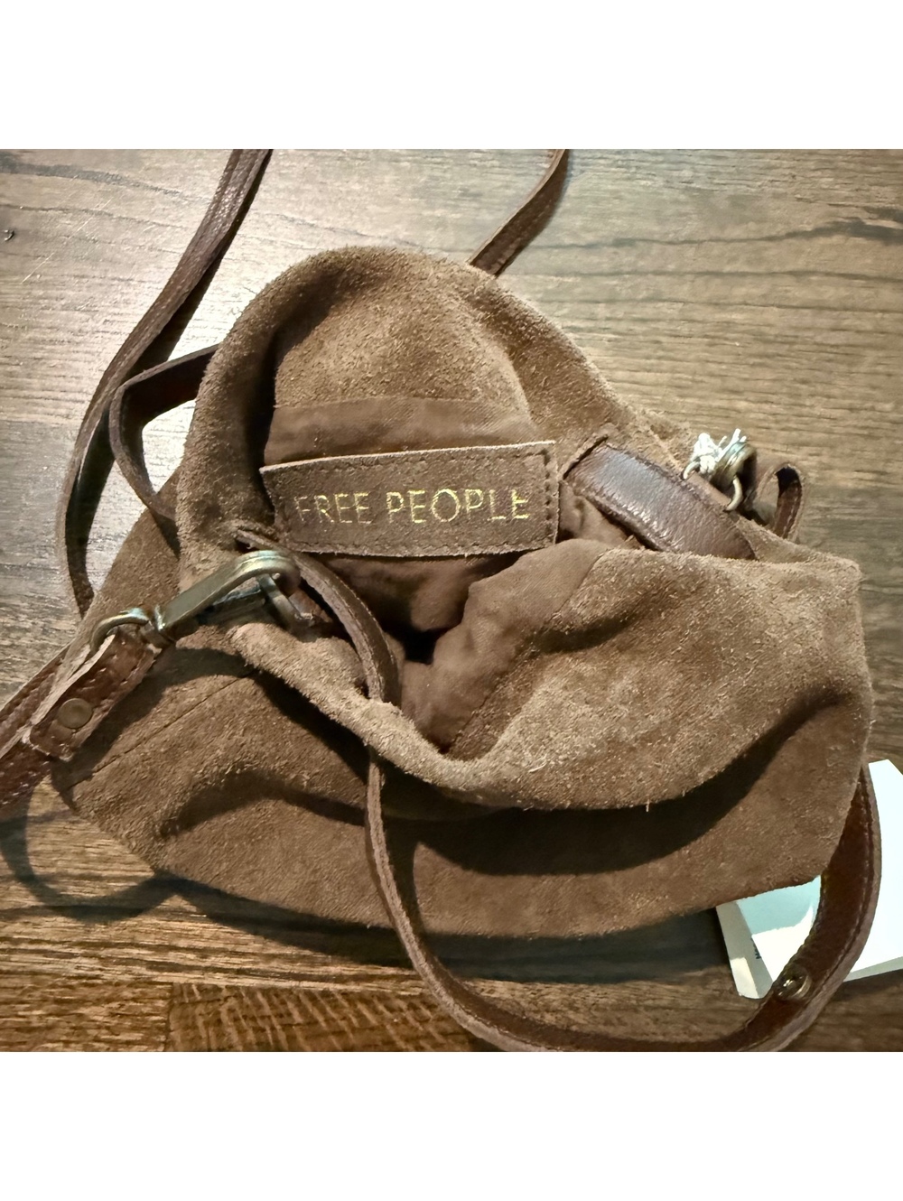 NWT Free People Suki Mini Tote Suede Brown Handbag - Picture 6 of 8